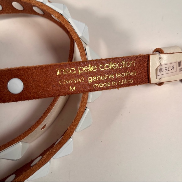 Linea pelle white leather stud belt M
